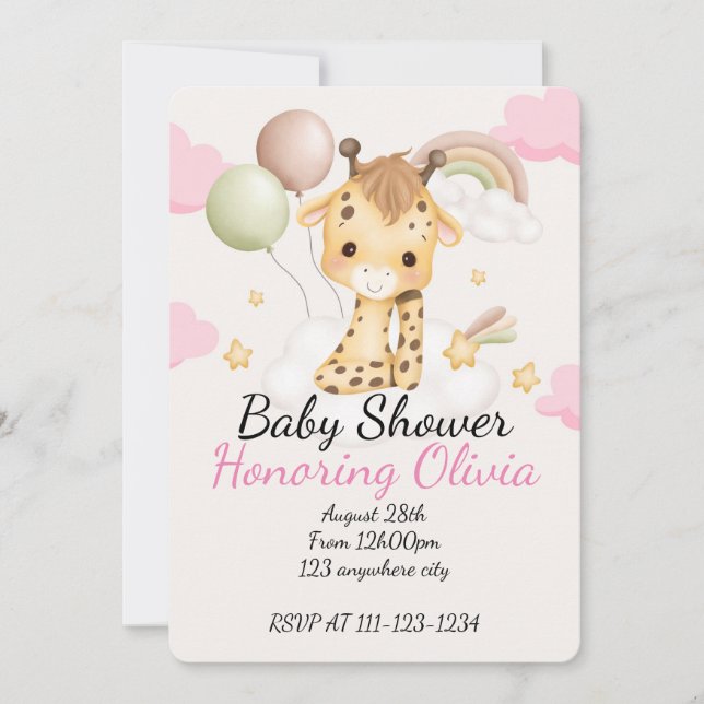 GIRAFFE BABY SHOWER INVITATION (Front)