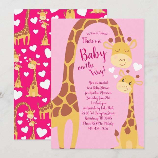 Giraffe Baby Shower Invitation (Front/Back)