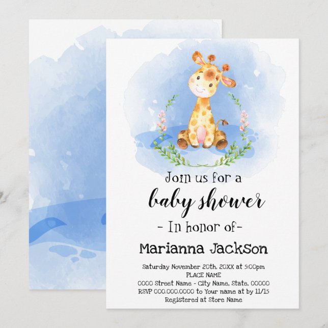 Giraffe  Baby Shower Invitation (Front/Back)