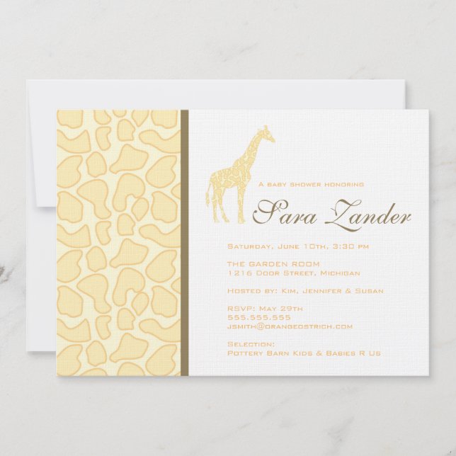 Giraffe Baby Shower Invitation (Front)