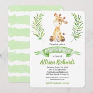 Giraffe baby shower invitation gender neutral