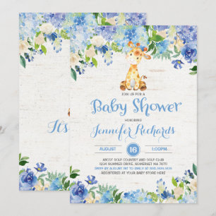 Giraffe Baby Shower Invitation Rustic Boy Shower