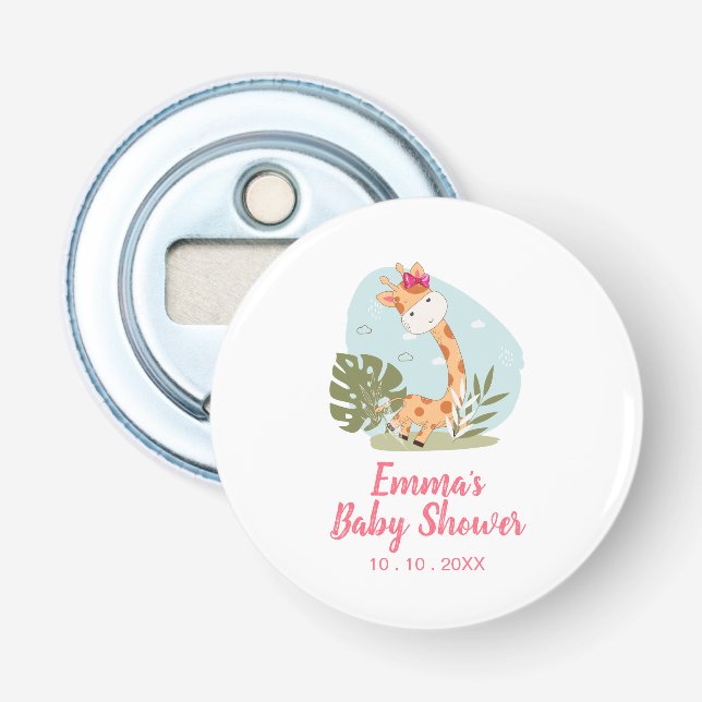 Giraffe Baby Shower Napkin (Girl Safari Animal) Bottle Opener (Front)