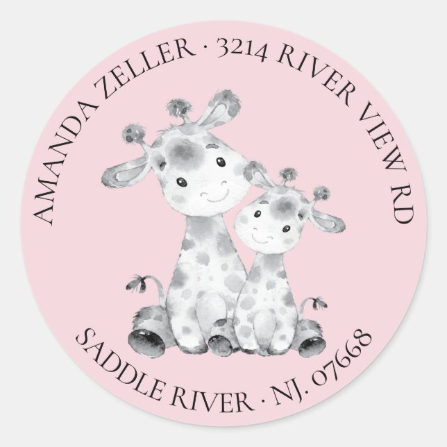 Giraffe Baby Shower Return Address Label (Front)