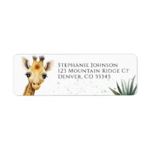 Giraffe Baby Shower Safari Greenery Return Address