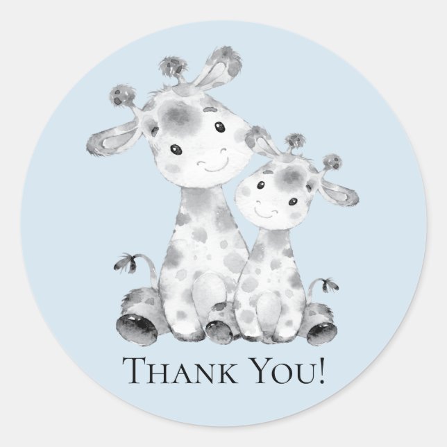 Giraffe Baby Shower Thank You Favour Sticker (Front)