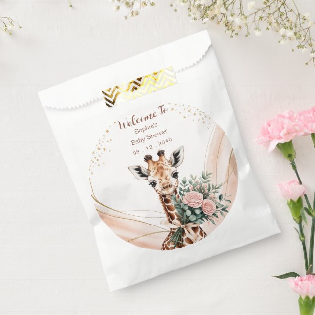 Giraffe Baby Shower Welcome Floral Safari Favour Bags (Sealed)