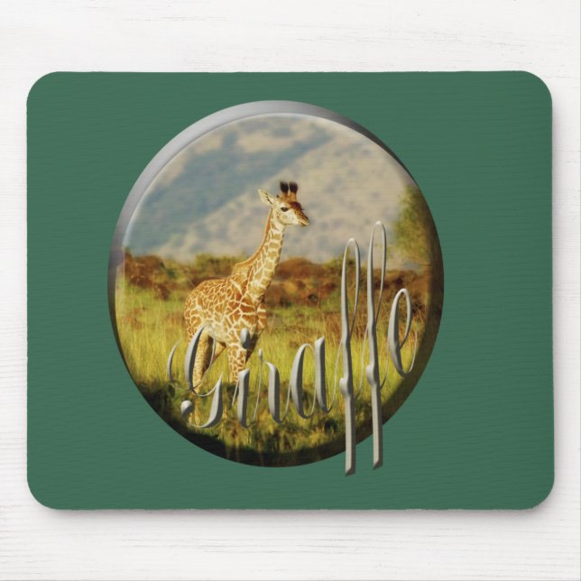 Giraffe baby wildlife safari mousepads green (Front)