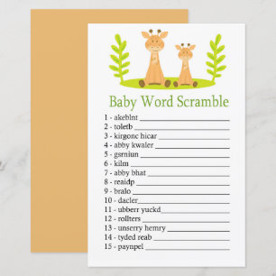 Giraffe Baby word scramble game