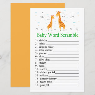 Giraffe Baby word scramble game