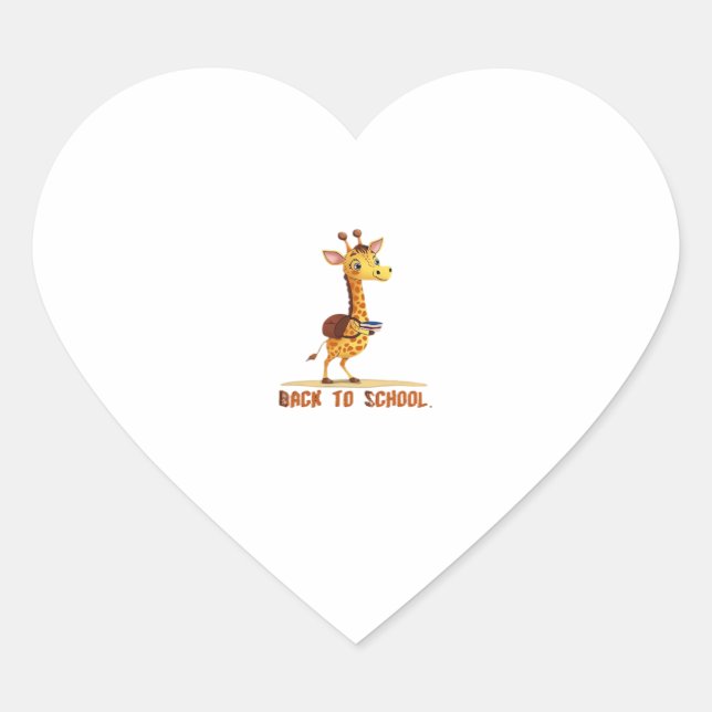 Giraffe Back To School Classic T-Shirt Heart Sticker (Front)