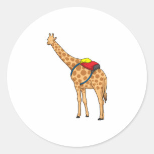 Giraffe Backpack Classic Round Sticker