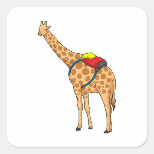 Giraffe Backpack Square Sticker