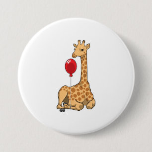 Giraffe Balloon 7.5 Cm Round Badge