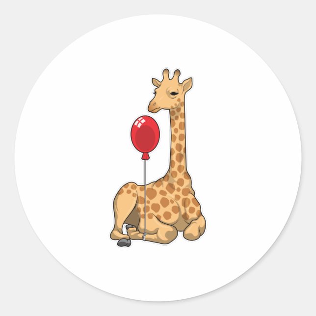 Giraffe Balloon Classic Round Sticker (Front)