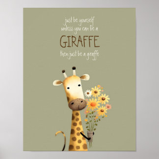 Giraffe - Be yourself Nursery Kid Dorm Poster