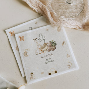 Giraffe & Bear Nursery Bohemian Toys Baby Shower Napkin