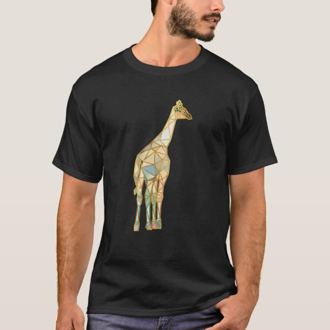 Giraffe Behind Geometric Lines T-Shirt (Front)