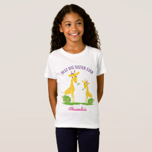 Giraffe Best Big Sister Ever Sisters Personalised T-Shirt