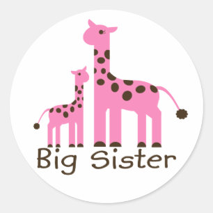 Giraffe Big Sister Classic Round Sticker