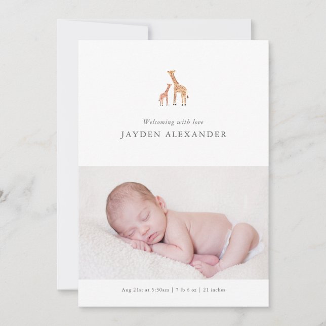 Giraffe Birth Announcement (Front)