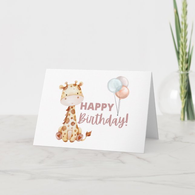Giraffe Birthday Card  (Front)