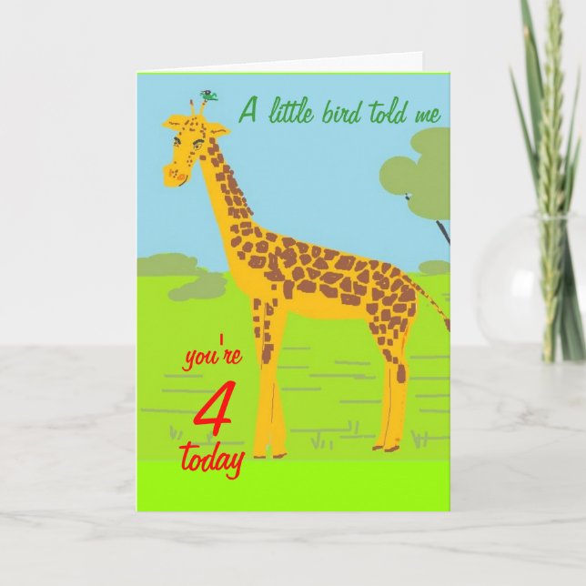 Giraffe birthday card 4 today (Front)