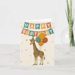 Giraffe Birthday Card – Cute Party Animal