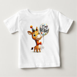 Giraffe Birthday Celebration Baby T-Shirt