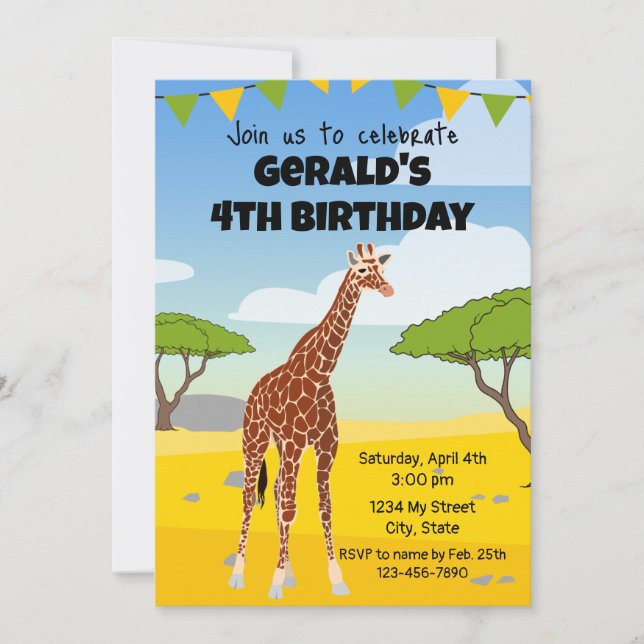 Giraffe Birthday Invitation (Front)