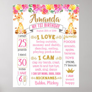 Giraffe Birthday Party sign poster board