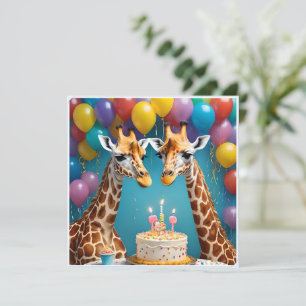 Giraffe Birthday Party With Balloons Cake, Save The Date
