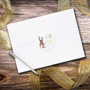 Giraffe Birthday Safari  Classic Round Sticker