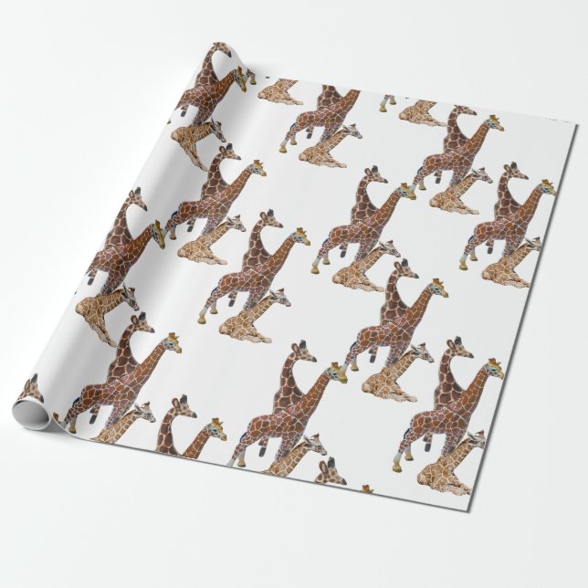 Giraffe Birthday Safari  Wrapping Paper (Unrolled)