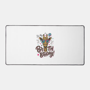 Giraffe Birthday Vintage Engraving Party Shirt_1 Desk Mat