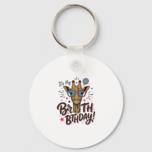 Giraffe Birthday Vintage Engraving Party Shirt_1 Key Ring