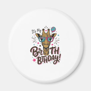 Giraffe Birthday Vintage Engraving Party Shirt_1 Magnet