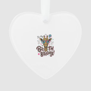 Giraffe Birthday Vintage Engraving Party Shirt_1 Ornament