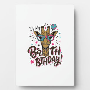 Giraffe Birthday Vintage Engraving Party Shirt_1 Plaque