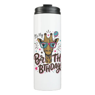 Giraffe Birthday Vintage Engraving Party Shirt_1 Thermal Tumbler