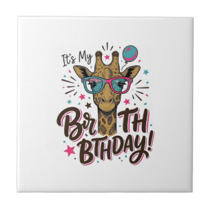 Giraffe Birthday Vintage Engraving Party Shirt_1 Tile