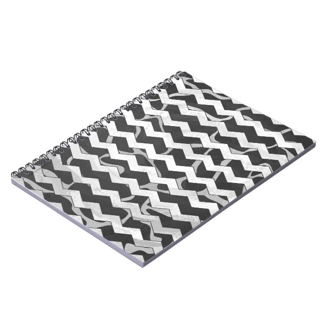 Giraffe Black and Grey Chevron Pattern Notebook (Left Side)