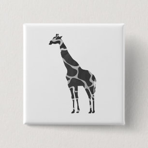 Giraffe Black and Grey Silhoutte 15 Cm Square Badge