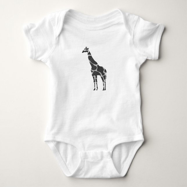 Giraffe Black and Grey Silhoutte Baby Bodysuit (Front)