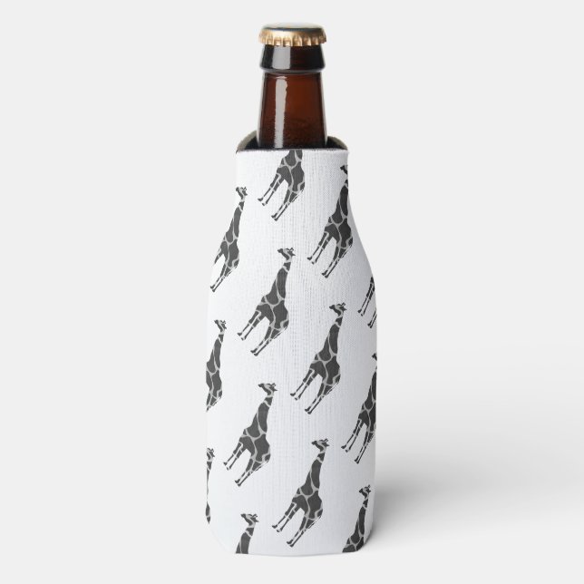 Giraffe Black and Grey Silhoutte Bottle Cooler (Bottle Front)