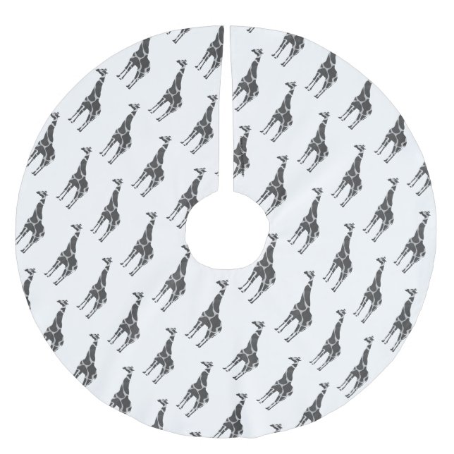 Giraffe Black and Grey Silhoutte Brushed Polyester Tree Skirt (Front)