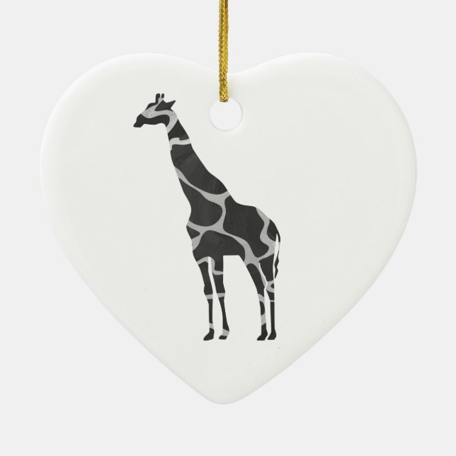 Giraffe Black and Grey Silhoutte Ceramic Tree Decoration (Back)