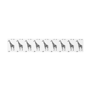 Giraffe Black and Grey Silhoutte Invitation Belly Band