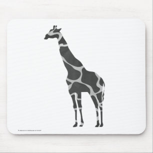 Giraffe Black and Grey Silhoutte Mouse Mat