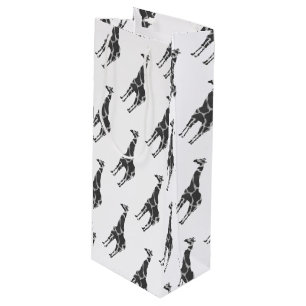 Giraffe Black and Grey Silhoutte Wine Gift Bag